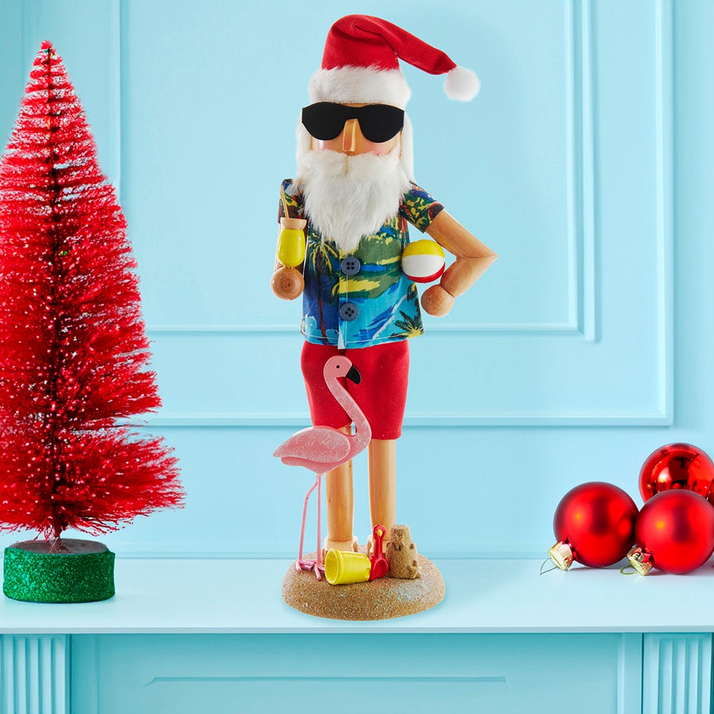 Kurt Adler 15.5-Inch Wooden Beach Santa Nutcracker